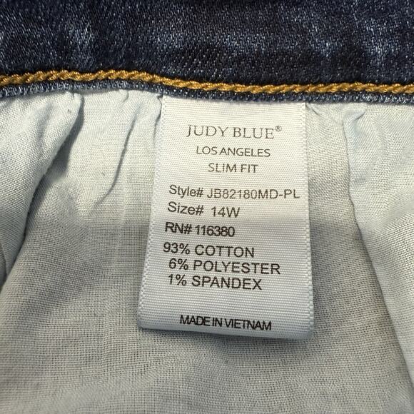 Judy Blue SLIM FIT Jeans Women’s Plus Size 14W Medium Wash Blue Stretch Denim - Picture 7 of 9